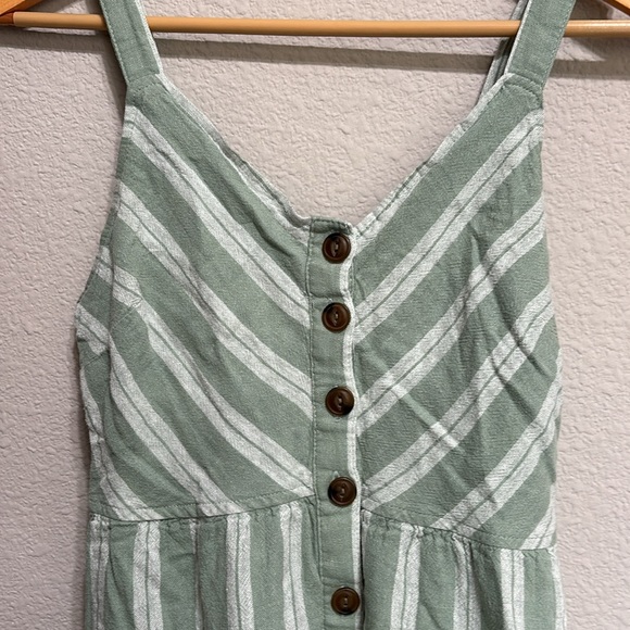 Green and white stripe adjustable button down dress universal thread XS - Picture 3 of 7